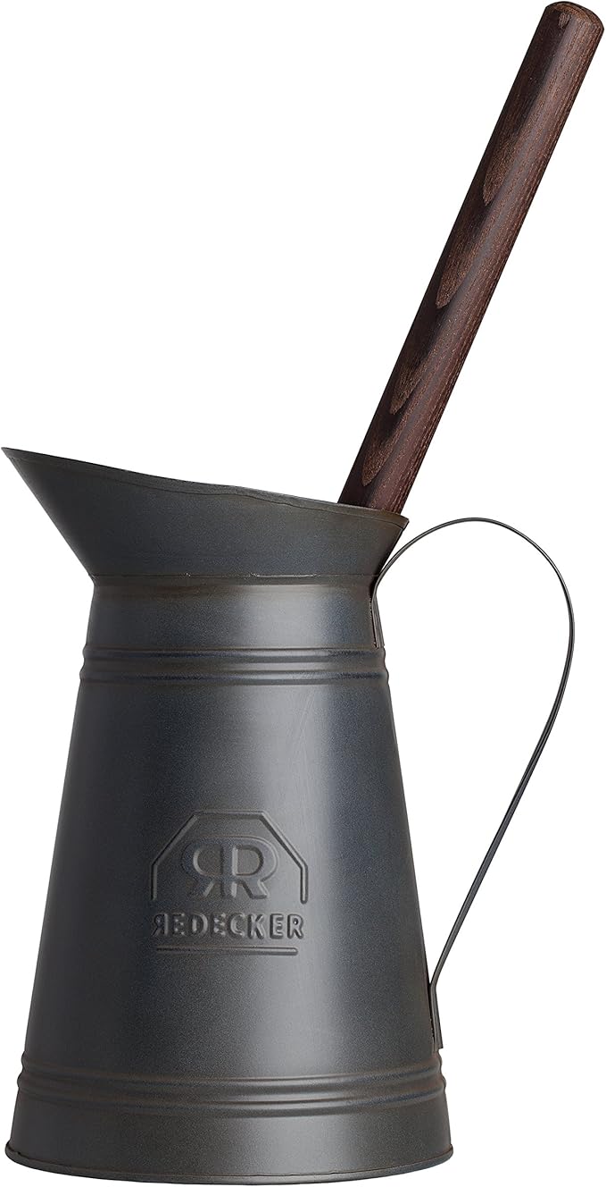 REDECKER Nylon Toilet Brush with Dark Coated Metal Holder, Oiled Thermowood Handle, Replaceable Head, Vintage Design, Made in Germany