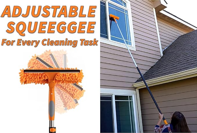 30 Foot High Reach Telescoping Duster Kit and Vinyl Siding Brushes with 5-24 ft Extension Pole // High Ceiling Cleaning and Window Washing kit // Exterior & Interior House and Gutter Cleaning Brush