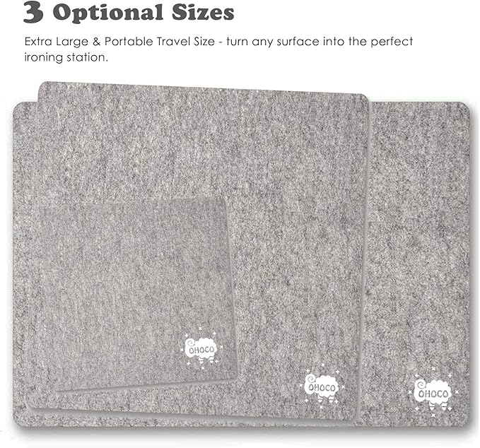 Wool Pressing Mat for Quilting - 9" x 9" Portable Travel Size Felt Ironing Pad 1/2" Thick, 100% New Zealand Wool for Ironing, Sewing, Cutting on Ironing Board, Tabletop, Dryer, Countertop