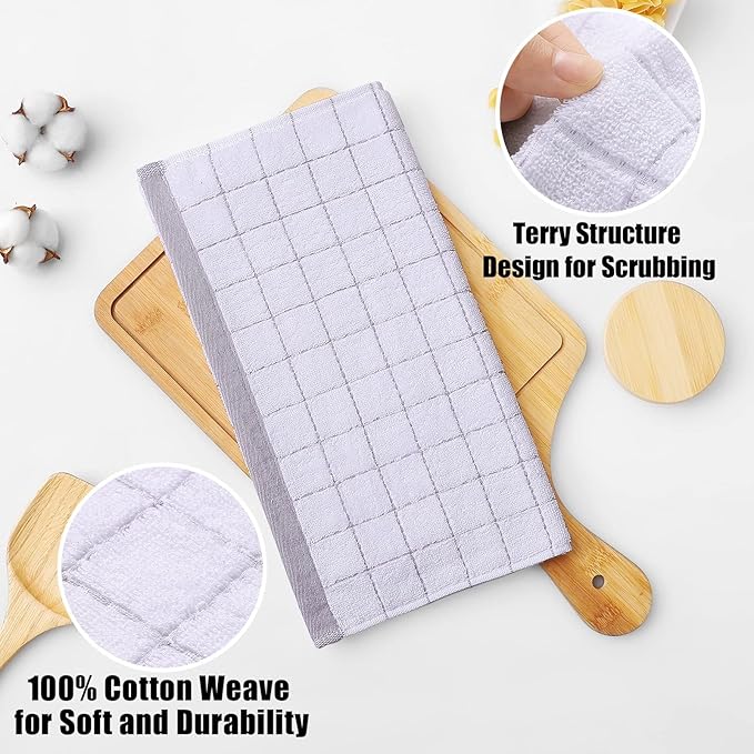 Homaxy 100% Cotton Terry Kitchen Dish Cloths, Ultra Soft and Absorbent Dish Towels for Kitchen, Suitable for Drying and Washing Dishes, 12 Pack, 12 x 12 Inches, Mixed Colour