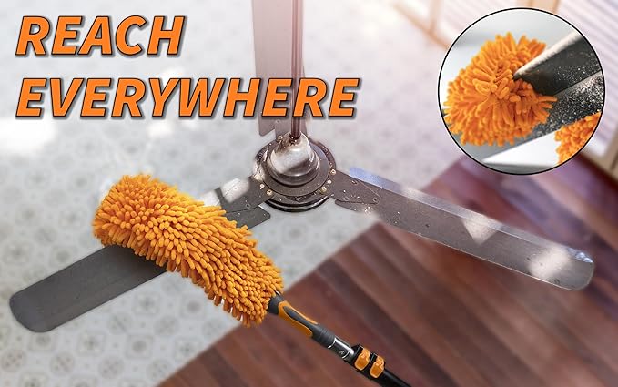 30 Foot High Reach Telescoping Duster Kit and Vinyl Siding Brushes with 5-24 ft Extension Pole // High Ceiling Cleaning and Window Washing kit // Exterior & Interior House and Gutter Cleaning Brush