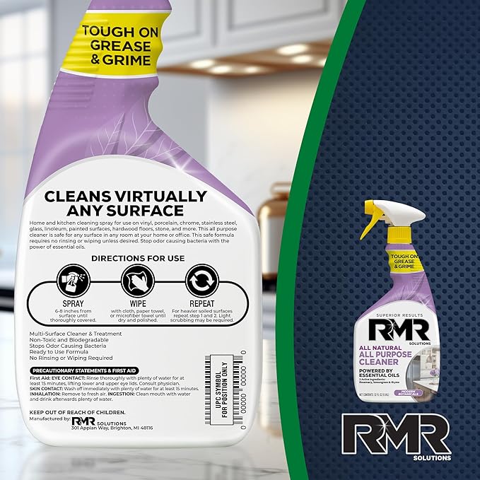 RMR All Natural All-Purpose Cleaner - Non-Toxic, Rinse-Free Multipurpose Cleaning Supplies, Biodegradable 30-Ounce Spray, Modern Botanical Scent