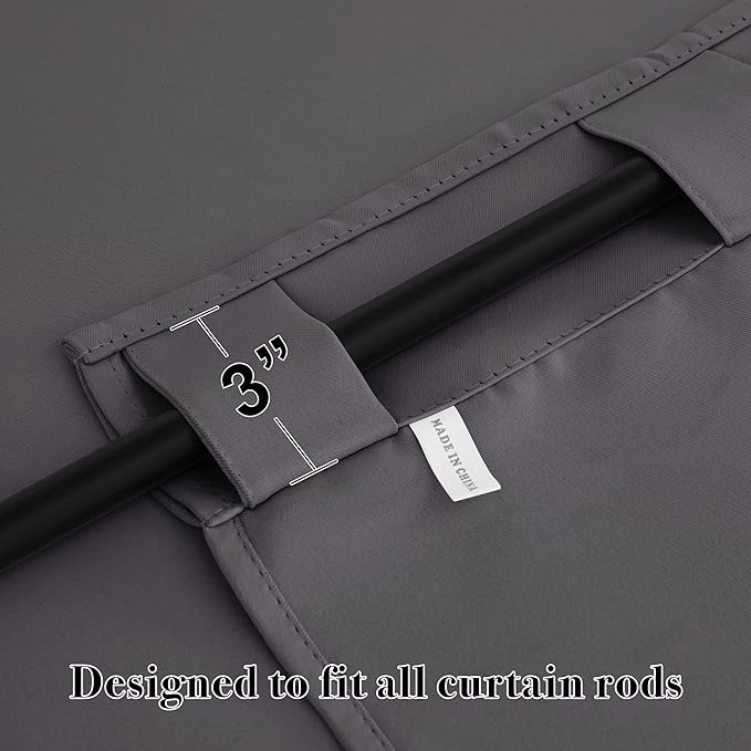 RYB HOME Blackout Grey Curtains - Thermal Insulated Window Treatments Long Panels, Back Tab Top, Privacy Curtains for Bedroom Dining, 42 Wide x 72 Long, Gray, Set of 2