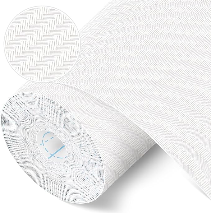 Self-Adhesive Shelf Liner Kitchen Liner, Waterproof Backed Paper Easy Peel and Stick Contact Liner Without Residue for Decor Your Desk Surface, Kitchen Countertops (White, 17.5 x 236.2 inches)