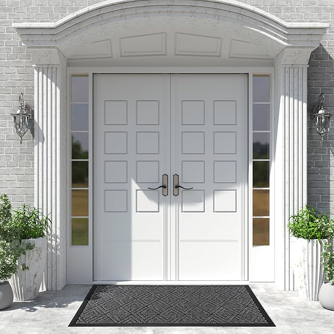 Yimobra Extra Large Door Mat 60x32, All-Weather Waterproof Non-Slip Welcome Matt Outdoor, Heavy Duty Non Slip Doormat for Entryway for Patio and Garage Indoor, Easy Clean, Mix Grey