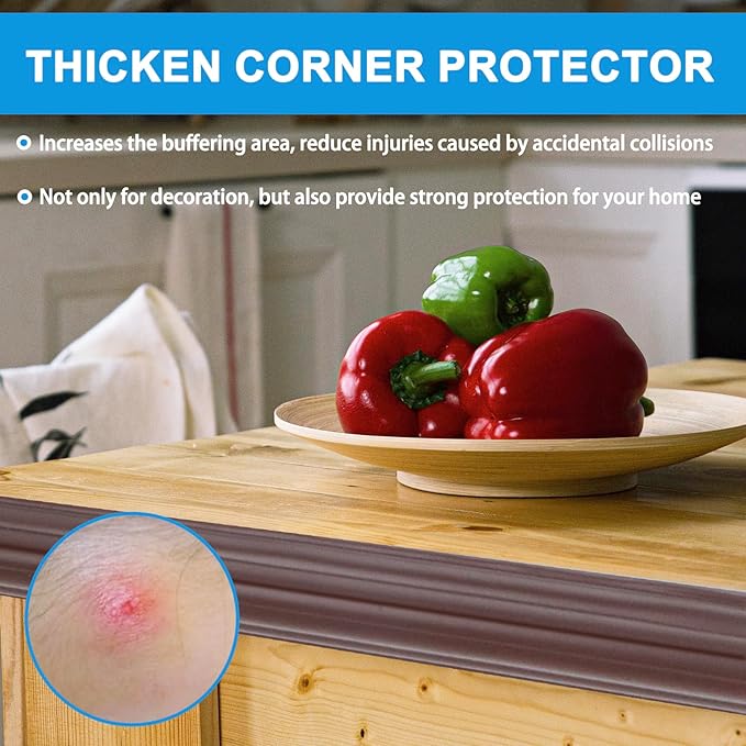 Wall Corner Protector Peel and Stick Corner Trim Molding Flexible Inside & Outside Wall Edge Guard Self Adhesive Moulding Trim for Edge Use, Brown, 0.8” W x 40’ L
