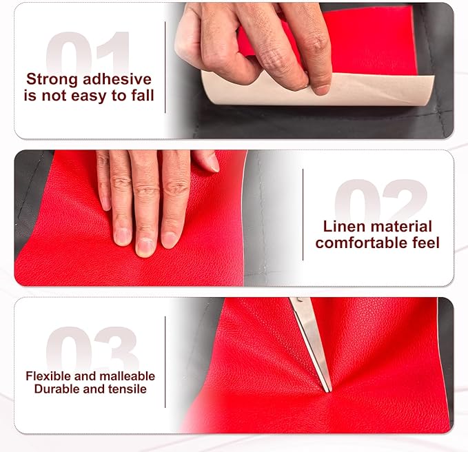 PATIKIL Leather Patches Tape for Furniture, 3.2 x 61 Inch Self Adhesive Vinyl Leather Repair Kit Cover Sheet for Couch, Sofa, Car Seats, Office Chair, White
