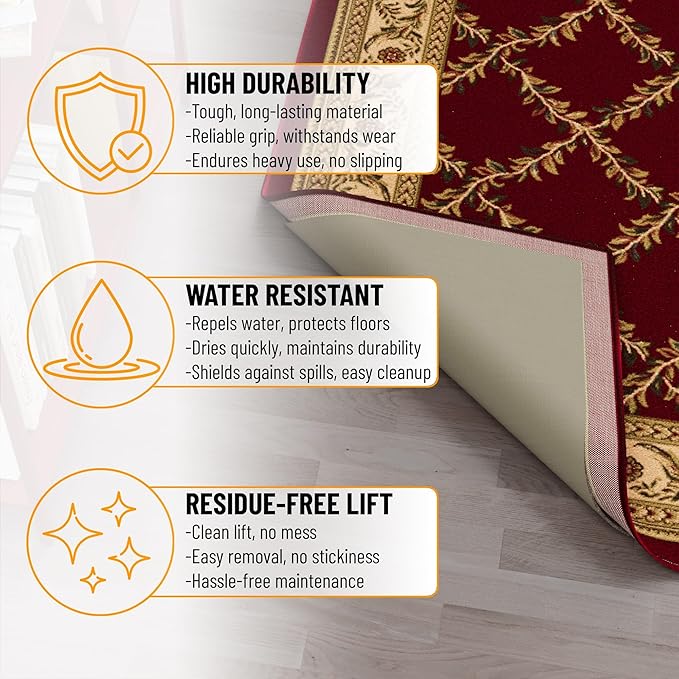 Ottomanson 8' x 10' Non-Slip Rug Pad Gripper 1/4 Inch Thick Dual Surface Felt + Rubber Gripper - Safe for All Floors, Brown