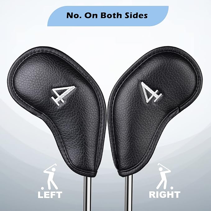 CRAFTSMAN GOLF 12pcs or 1pc Thick Synthetic Leather Golf Iron Head Covers Set Headcover Fit All Brands Callaway Ping Taylormade Cobra Etc. Also Custom Name