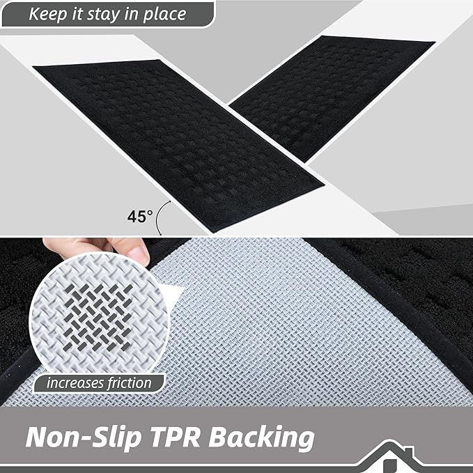 BEQHAUSE Waffle Door Mats Indoor 24"x36", Dog Mat for Muddy Paws Absorbent and Dirt Resist Floor Mats Non-Slip Washable Rugs for Entryway, Welcome Mat for Front Back Door, Muddy Wet Shoes, Black