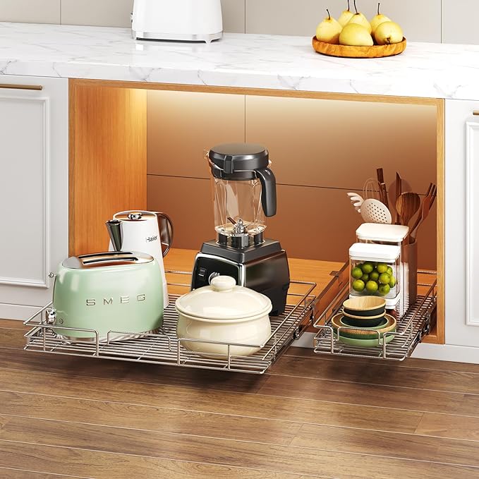 Pull Out Cabinet Organizer 31½" W x 21½" D, Heavy Duty Cabinet Pull Out Shelves, Slide Out Drawers Organization for Kitchen Cabinets Bathroom