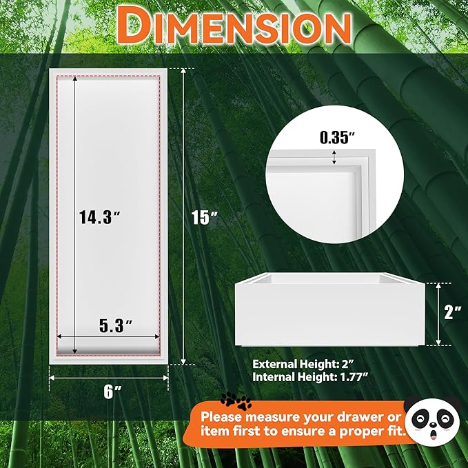 Kitchen Drawer Organizer - 2 Pack, Stackable Bamboo Drawer Organizers, Wooden Storage Box Tray for Cabinet, Pantry, Bathroom Countertop, Multi-use Organization and Storage (White)