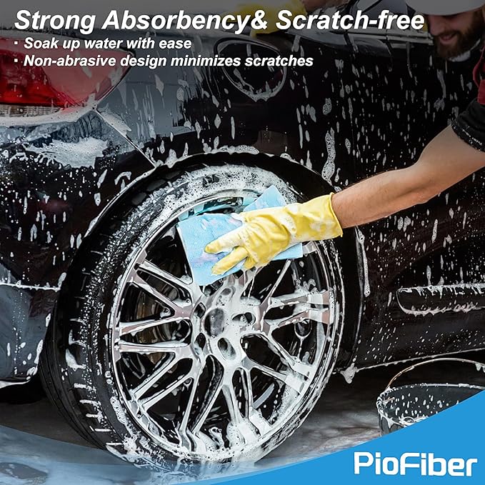Shop Towels – 50 Pack Edgeless Microfiber Cleaning Cloths, Lint-Free & Reusable Rags for Car Detailing, Kitchen, Garage, Glass – Ultra Soft Quick Dry Towels, 12"x12"