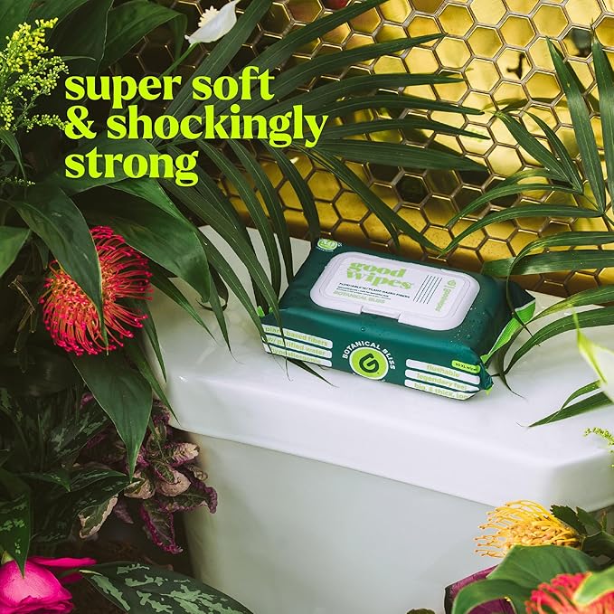goodwipes Flushable Wipes Travel Size - Extra Large Adult Wet Wipe - On-the-Go Portable Wipes - Sewer & Septic Safe - Hygiene Essentials - Botanical Bliss & Lavender, 108 Count (6 Packs)
