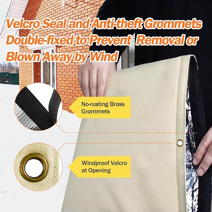 Backflow Preventer Pipe Insulation Cover (5°F) - Irrigation Sprinkler Valve Insulated Pouch - Water Well Pump Cover - Sturdy 5 Layers for Winter Freeze Protection, 18" W x 24" H, Beige