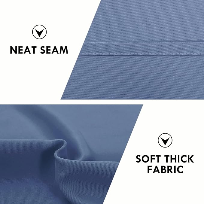 DWCN Blackout Curtains for Living Room Thermal Insulated, Energy Saving & Noise Reducing Bedroom Curtains, Dusty Blue, W 70x L 84 Inch, Set of 2 Rod Pocket Curtain Panels