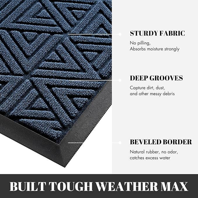 Yimobra Large Door Mat 47x24, All-Weather Waterproof Non-Slip Welcome Matt Outdoor, Heavy Duty Non Slip Doormat for Entryway for Patio and Garage Indoor, Easy Clean, Blue