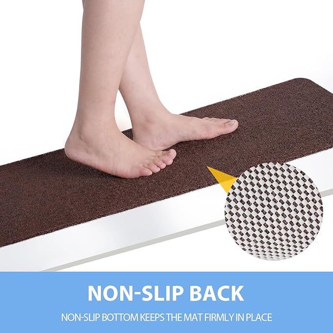 Non-Slip Bathtub Mat, Anti Slip Shower Mat, Fast Drying Bathtub Mats, Foot Scrubber Mat, Anti Slip Mat for Tub, Floor, Bathroom, Kitchen, Home, Hotel (Brown 24"×24")