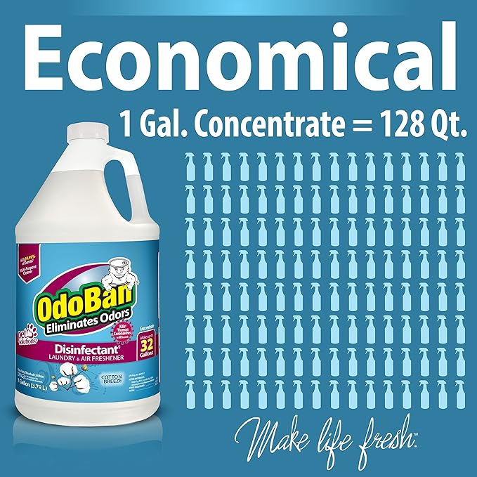 OdoBan Disinfectant Concentrate and Odor Eliminator, Made in the USA, Cotton Breeze Scent, 2 Gallons