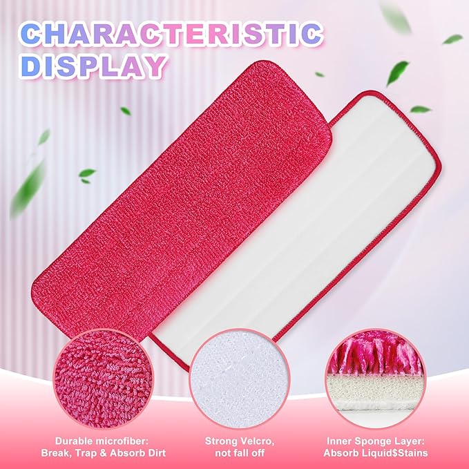 Replacement Microfiber Mop Pads Compatible with Rubbermaid Reveal Spray Mop, 16.5" Reusable Wet & Dry Floor Cleaning Pad Refills Fit for Any Microfiber Reveal Flat Mops(4 Pack)