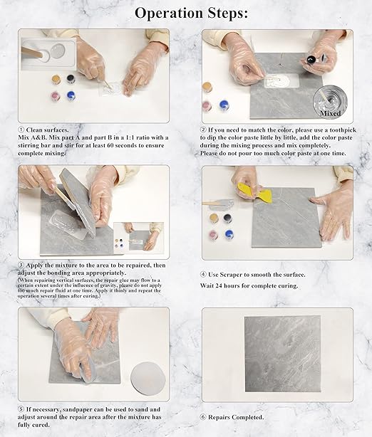 Tub, Tile and Shower Repair Kit (Color Match), Hupeyna Porcelain Repair Kit, Bathtub Repair Kit for Chips Dents Cracks Holes Scratchs, etc. Fiberglass Repair Set - Offer More Color Options