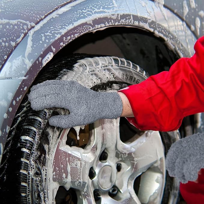 Bencailor 6 Pairs Microfiber Dusting Gloves, Dusting Cleaning Gloves Microfiber Gloves for Plants House Blinds Car Dust Mitt (Fresh Color,Medium)