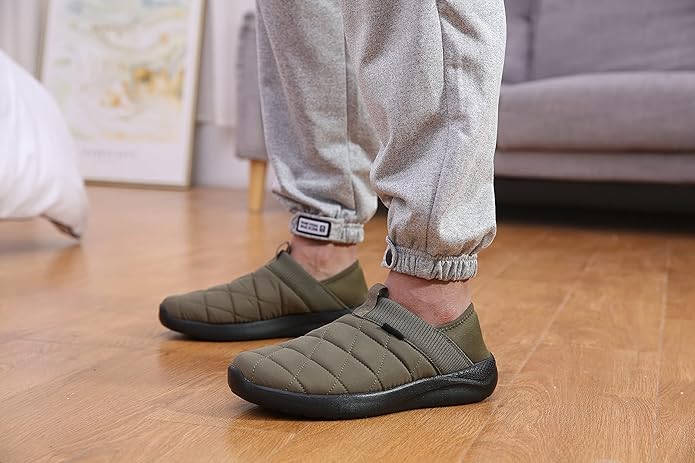KUBUA Slippers for Men and Womens Indoor House Shoes Plush Slip on Outdoor Garden Loafers