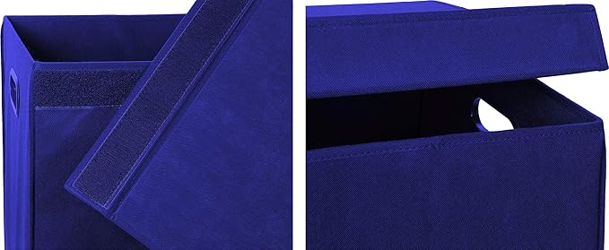 Simple Houseware Double Laundry Hamper with Lid and Removable Bags, Dark Blue