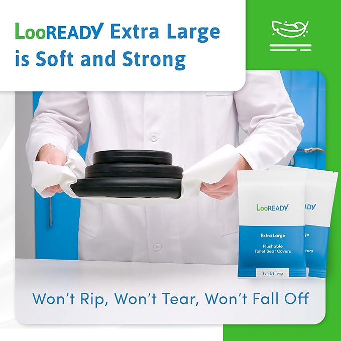 Toilet Seat Covers Disposable Flushable - Extra Thick & Large (18x22") - Individually Wrapped Toilet Seat Cover for Travel & Public Bathroom - Premium Quality, Convenient, and Hygienic (30 Pack)