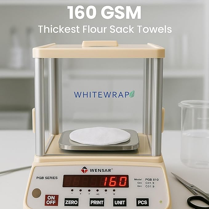 WHITEWRAP Flour Sack Towels| Tea Towel for Crafts| Kitchen Dish Cotton Blank Towel for Embroidery| Baking Bread Proofing Linen Cover| Thick Absorbent Quick Dry| 12Pack 28"x28" Natural