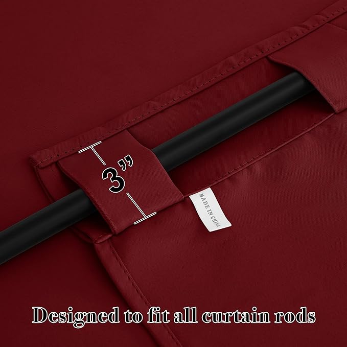RYB HOME Window Curtains Blackout - Thermal Insulated Bedroom Drapes, Room Darkening Panels for Bathroom Nursery Short Curtains, Wide 42 by Long 45, Burgundy Red, 2 Pcs