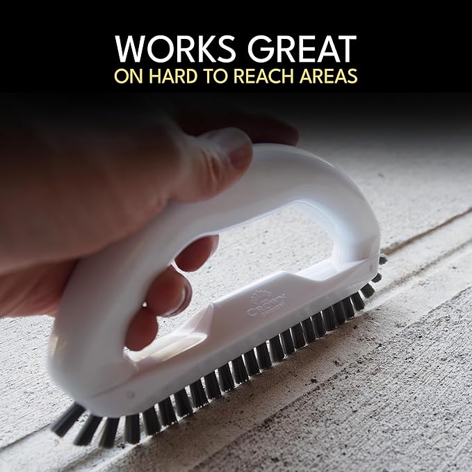 Grout Brush with Stiff Nylon Bristles, Heavy Duty Hand Grout Scrub Brush for Cleaning Baseboards, Floor, Corners, Tiles, Shower, Bath Tub, Floor, Tiles and Other Surfaces