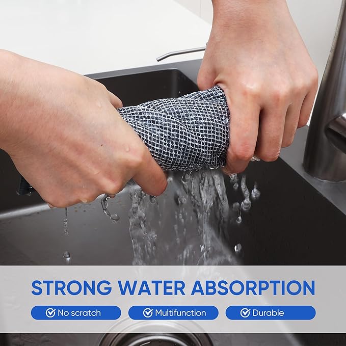 10Pcs New Upgrade 2-Layer Non Scratch Wire Dishcloth,Wire Dishwashing Rag, Non-Scratch Wire Dishwashing Rags for Wet and Dry, Kitchen Cleaning Dish Rags for Cookware,Sinks, Dishes,Stove
