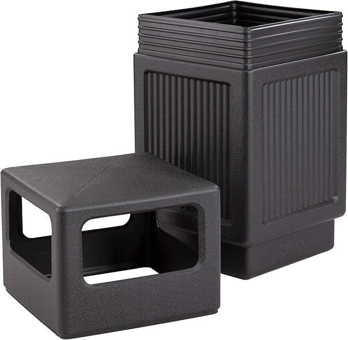 Safco Canmeleon Trash Can, 38 Gallons, Indoor and Outdoor Use, Durable & Weather-Resistant Commercial Garbage Can, Black