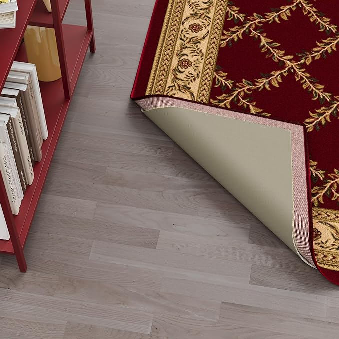 Ottomanson 6' x 7'8" Non-Slip Rug Pad Gripper 1/12 Inch Ultra Thin Dual Surface Felt + Rubber Gripper - Safe for All Floors, Cream