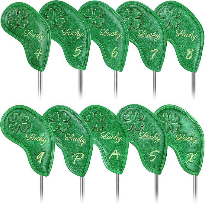 Golf Headcovers Golf Club Head Covers Four Leaf Clover Good Luck Charm - Clover Style Premium Leather Driver Fairway(FW) Wood Hybrid(UT) with Number Tags