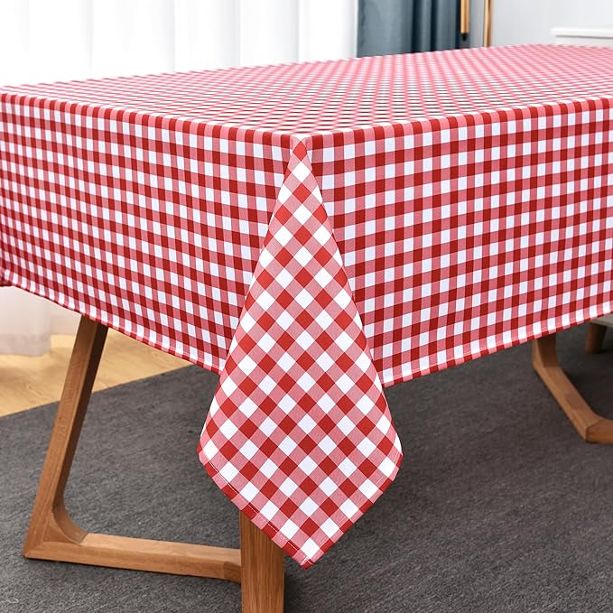 Waterproof Plaid Tablecloth Fabric - Square 58x58 Inch Classic Gingham Checker Table Cloth for Indoor/Outdoor Use - Buffalo Table Cover for Picnics, BBQs, and Parties