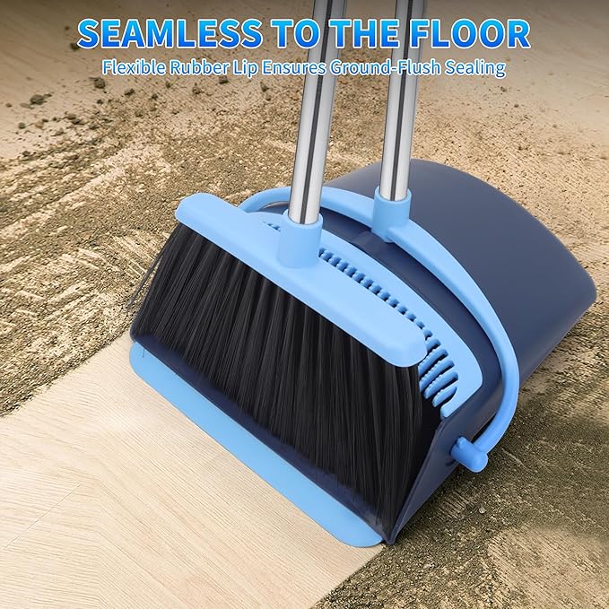 Broom and Dustpan Set for Home 2025 Indoor Outdoor Broom with Dustpan Combo Set Upright Dust Pans with Long Handle Angle Broom for Kids Garden Pet Hair Lobby Wood Floor Kitchen