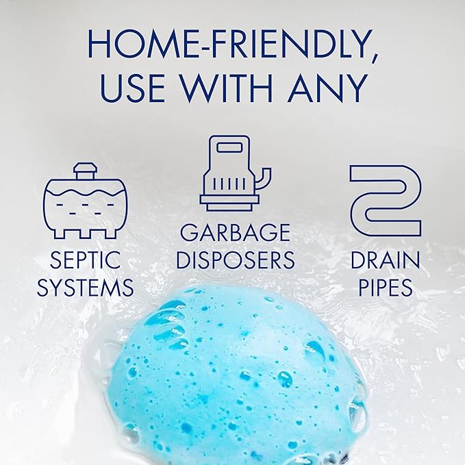 Glisten Garbage Disposer Cleaner and Freshener with Foaming Action, Helps Remove Buildup in Drains, Lemon Scent, Made in the USA, 16 Packets