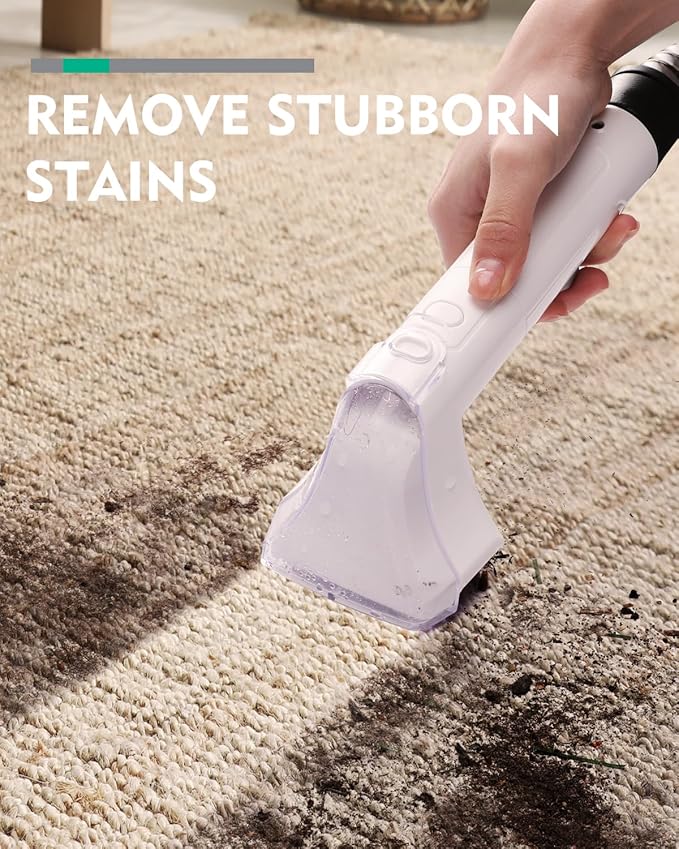 HAUSHOF Portable Carpet Spot and Upholstery Cleaner, Lightweight Handheld Deep Cleaner Machine for Pet Stains, Sofa, Rug, Mattress, Car Seat and Curtain, White & Light Grey