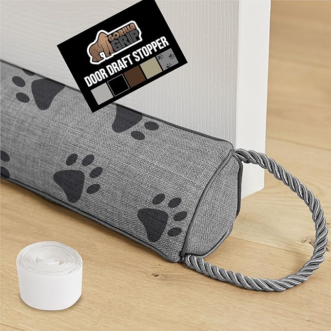 GORILLA GRIP Door Draft Stopper for Bottom of Doors, Weather Stripping Seal Blocks Hot Air, Noise, Bugs, Keeps Cold AC in, Sound Proofing Easy Install Gap Filler, Home Essentials, 34 Inch, Paws