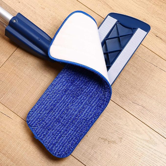 16.5 inch Mop Pads Refills, 3 Pack Microfiber Reusable Replacement Flat Replacements Heads for Wet Dry Floor Cleaning, Blue Cloth