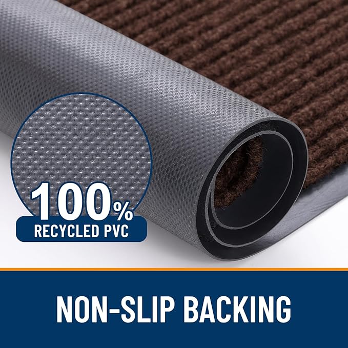 OLANLY Front Door Mat Indoor Outdoor Entrance, Waterproof Heavy Duty Doormat, Fade Resistant, Low Profile, Easy Clean Patio Porch Welcome Floor Mats for Entry, 47x23, Brown