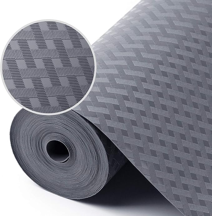 Shelf Liners for Kitchen Cabinets Refrigerator Liners Waterproof & Oil-Proof Kitchen Cupboard Liner Plastic Drawer Mats EVA Material Non Adhesive Fridge Liner for Shelves Gray 11.8 x 59 Inch