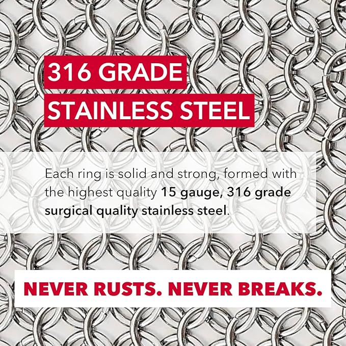 Knapp Made Original CM Scrubber 4" Chainmail Scrubber - Cleaner For Cast Iron, Stainless Steel, Hard Anodized Cookware and Other Pots & Pans