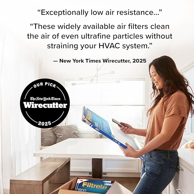 Filtrete 20x24x1 AC Furnace Air Filter, MERV 13, MPR 1900, Premium Allergen, Bacteria & Virus Filter, 3-Month Pleated 1-Inch Electrostatic Air Cleaning Filter, 6-Pack (Actual Size 19.81x23.81x0.78 in)