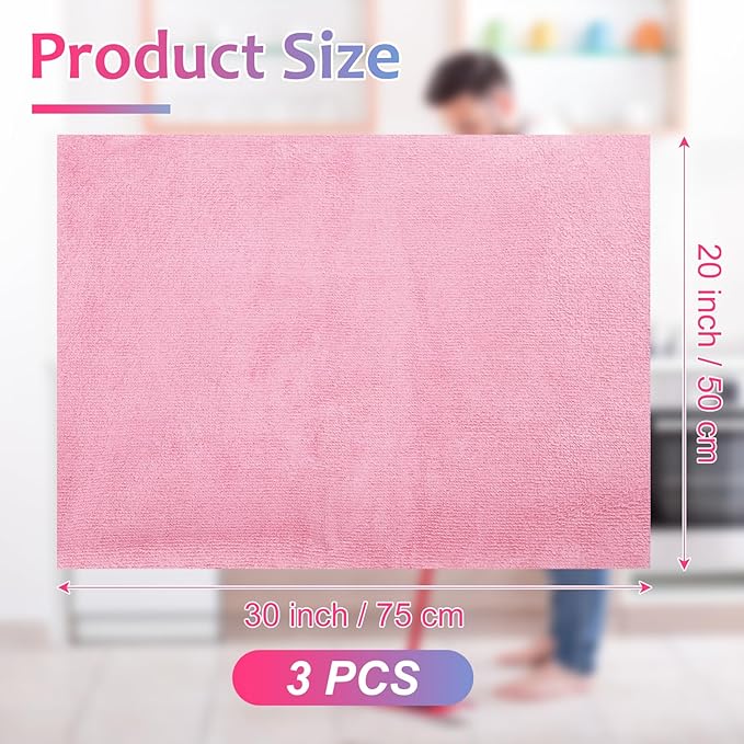 Newwiee 3 Pcs Extra Large Microfiber Cleaning Cloth 30" x 20" Washable Reusable Microfiber Towel Streak Free Lint Free Cloth for Cleaning Home Glass Office Window Bathrooms (Pastel Colors)