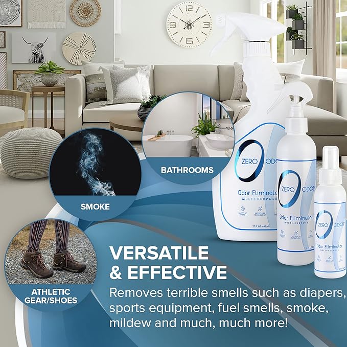 Zero Odor - Multi-Purpose Strong Odor Eliminator for Home, Office, Car, Bathroom, Hotel, Room Deodorizer, and Odor Neutralizer, (Kit)