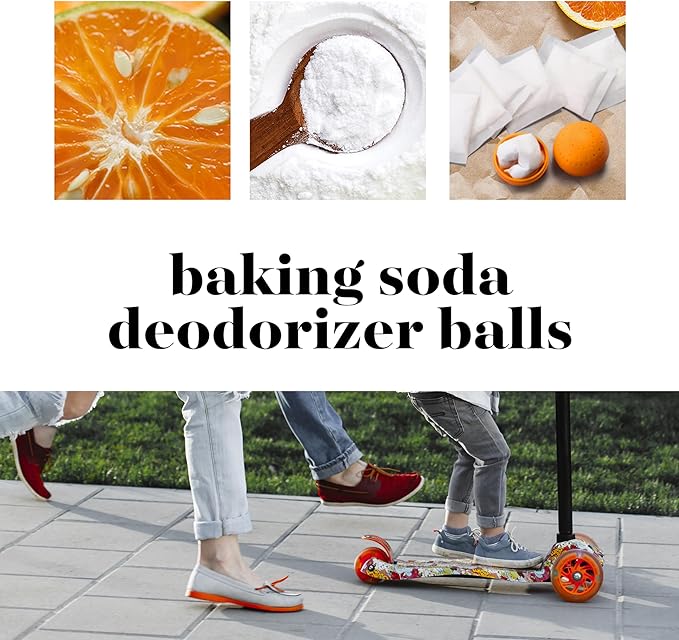 4 Pack Baking Soda Deodorizers, Shoe Deodorizer Balls, Air Freshener for Home, Odor Eliminator for Closets Bathroom Pets, Up to 80 Days