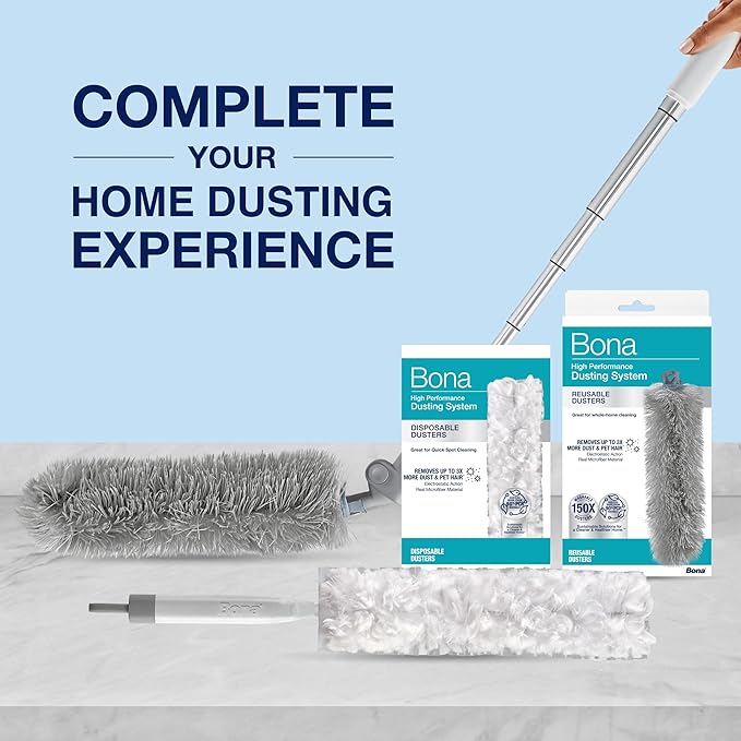 Bona Disposable Duster Refills - 9 Pack - High Performance Dusting System - Microfiber Dusters Remove Dust and Pet Hair for Quick Spot Cleaning